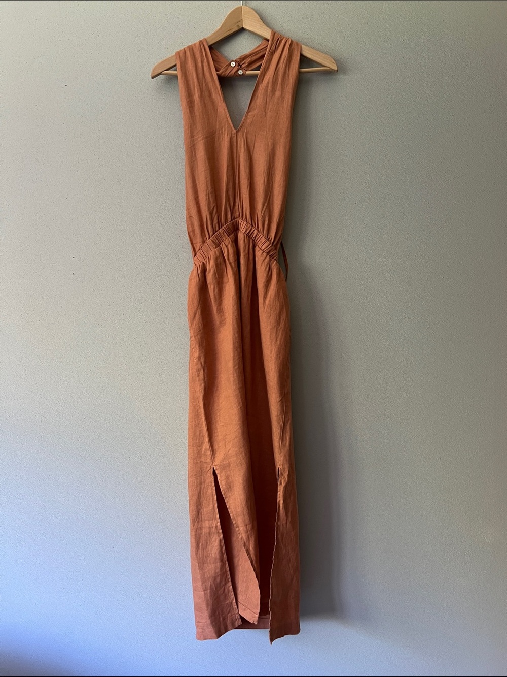 ANTHROPOLOGIE Cloth and Stone linen halter midi dress - Picture 3 of 6